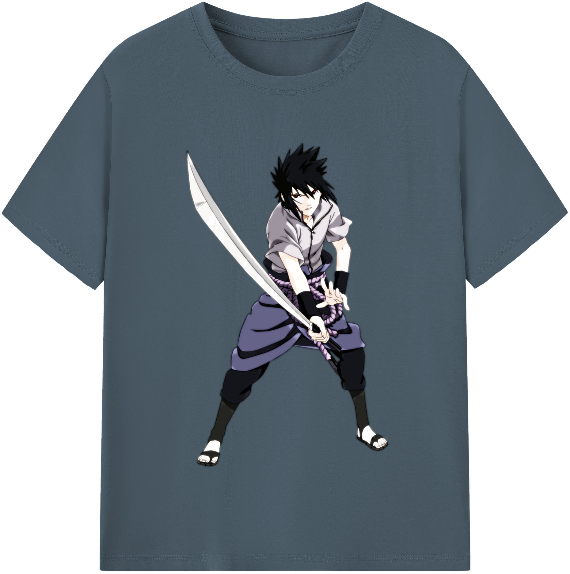 （画像用） NARUTO -ナルト- うちは サスケ Uchiha Sasuke 綿100％半袖Tシャツ（フロントプリント）